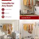 Sakugi Heavy Duty Stainless Steel Rolling Clothes Rack with Mesh Shelf, Lockable Wheels & Anti-Slip Stoppers, Large Capacity Clothing Organizer for Bedroom, Laundry Room, 42.5" x 16.5" x 65.9", Silver