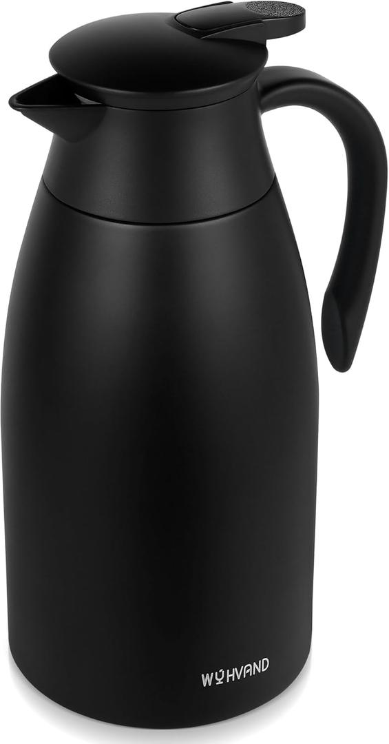 68 Oz Thermal Coffee Carafe, Stainless Steel Insulated Vacuum coffee crafts to keep coffee hot, 2 Liter Tea Water Coffee and Beverage Dispenser (Black)