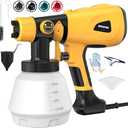 Paint Sprayer 1000W High Power Electric Spray Paint Gun with Adjustable Spray Width Knob 4 Nozzles and 3 Patterns Easy to Clean for Furniture Home Interior House Painting Yellow