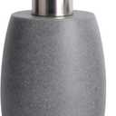 Sandstone Textured Resin Soap Dispenser with Metallic Pump and Waterproof Bottle Labels for Bathroom Kitchen Dish Hand Wash Shower Lotion Shampoo, 12 Oz, Gray