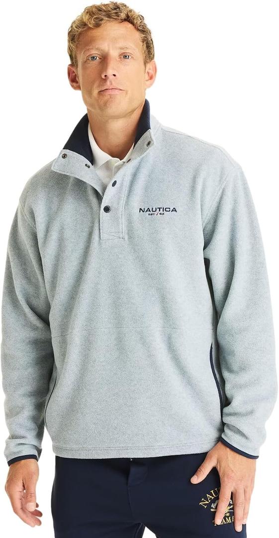 NAUTICA Men's Nautex Mock-Neck Fleece Sweatshirt, Grey, M (Gray, M)