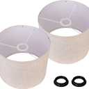 Drum Lamp Shades Set of 2, Beige Linen Lamp Shades for Table Lamps, 11 Diameter x 8.85 Height, Replacement Lampshades for E26 Socket Floor Lamps or Table Lamps