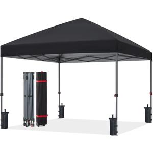 ABCCANOPY Pop Up Canopy - Outdoor Patio Portable Canopy Tent Heavy Duty for Backyard and Deck with 4 Sandbags(Black, 10x10)