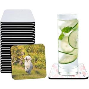 18 PCS Sublimation Coasters Blanks Bulk, 4x4 Inch Square Blank Cup Mat Rubber for Sublimation Transfer Heat Press Printing DIY Crafts (White)