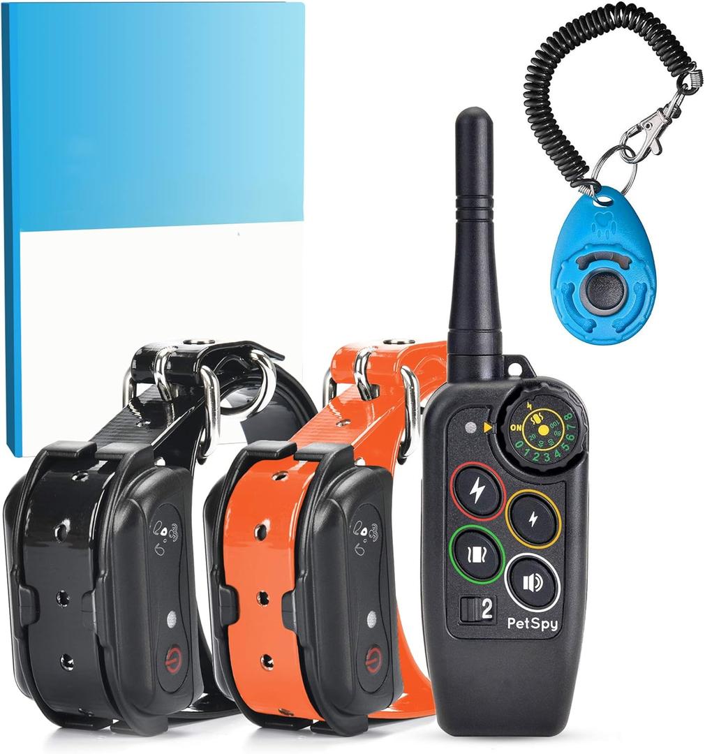 PetSpy M686 Premium Dog Training Shock Collar, 1100 Yards, Medium to Large Dogs, with Vibration, Electric Shock and Beep, Waterproof, Remote Trainer (Two Dogs - Bundle)