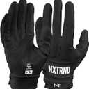 Nxtrnd G3 Pro Padded Football Gloves, Sticky Padded Receiver & Lineman Gloves (Black, Large)