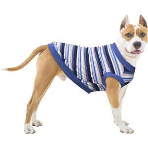 Large Dog Striped T Shirts Clothes Sleeveless Tank Top Vest for Labrador Dobermann, Blue, 5X-Large