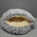 Cat Bed for Indoor Cats, Calming Cozy Cave with Self-Warming Plush, Entire Bed Machine Washable & Anti-Slip Base, Breathable Pet Bed for Small Cats&Dogs All Seasons (Grey, 20 * 20inch)