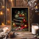 Framed Christmas Wall Art, Vintage Christmas Book Paintings, Retro Canvas Prints Decor, Rustic Winter Holiday Pictures Wall Decor for Bedroom Christmas Decoration Gifts  12x16in