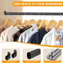 Oval Closet Rod for Hanging Clothes Adjustable Closet Rods 18 to 87 Inch Heavy Duty Black Poles Bar Closet Rod Expandable for Wardrobes Laundry RV