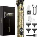 Hair Clippers for Men Cordless Professional Beard Trimmers with LCD Display Electric Grooming Rechargeable Shaver Zero Gapped T/Blade Cutting Kit Gift for Women Men Children