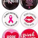 BLUE PANDA - 24 Pack Breast Cancer Awareness Pins Bulk, Black & Pink Round Buttons Accessories, 6 Designs, 2.25 in