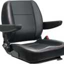 Universal Forklift Seat, Fold Down Tractor Seat with Adjustment Armrest, Safety Belt and Operator Position Switch, Excavator Skid Loader Backhoe Dozer Telehandler