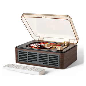 CD Player with Speakers Bluetooth Nostalgic Retro Portable CD Players for Home Wood Music Player FM Radio for HomeWired and Remote Control-Walnut Brown