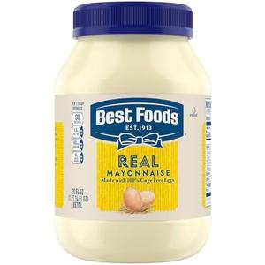 Best Foods Real Mayonnaise Mayo Jar For A Creamy Sandwich Spread or Condiment Gluten-Free, Made With 100% Cage-Free Eggs 30 oz Best By March 30 2025