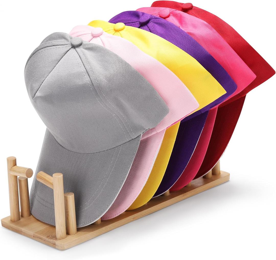 Bamboo Hat Rack 1-Pack Hat Organizer for Baseball Caps, Free-Standing Hat Holder for 18 Caps, Ideal for Closet, Bedroom, Dresser