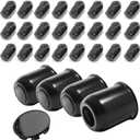 4-Pack Trailer Push Through Center Caps and Trailer Wheel Lug Sets - 3.74in Wheel Center Caps Matte Black Wheel Cover Stainless Steel Hub Cap with 24 Black Capped 1/2-20 Lug Nuts for Truck RV