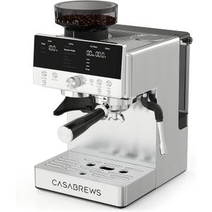 CASABREWS MARENZA Espresso Machine with Built-in Grinder and Steam Wand, PFAS-Free 20Bar Coffee Machine with LCD Display, Barista-Quality Cappuccino Latte Machine for Home Use