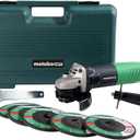 Metabo HPT 4-1/2-Inch Angle Grinder, Includes 5 Grinding Wheels & Hard Case, 6.2-Amp Motor, Compact & Lightweight, G12SR4