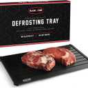 BLAZIN' THAW Defrosting Tray for Frozen Meat | 16" Family-Size | Aluminium Plate for Thawing Frozen Food | Natural Thawing Process | No Microwaves, No Cold/Warm Water Required | (16" x 8" x 0.2", Black)