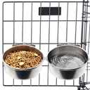 Hamiledyi 2 Pcs Dog Crate Bowl Stainless Steel Puppy Bowls Sturdy Spill-Proof Pet Water Bowl Hanging Water/Food Metal Bowls for Puppy Medium-Sized Dogs Cats (7'' x 2.6'')