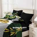 Nesker Comforter Set Queen Size, Green Boho Golden Leaves 7 Pcs Bedding for Kids and Adults, Mid Century Abstract Bed Sheet Sets with Fitted Sheet 2 Pillowcases & 2 Shams