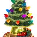 innodept12 Lighted Christmas Tree with Rotating Train - Prelit Tabletop Ceramic Small Tree Decor Animated Christmas Train with Top Star & Bulbs for Best Xmas Decoration