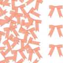 50 Pcs Gingham Ribbon Bows 2.5 Inch Buffalo Plaid Premade Twist Tie Bows for Gift Wrapping, Wedding, Baby Shower, Birthday Party, Party Decorations, DIY Craft (Orange White)