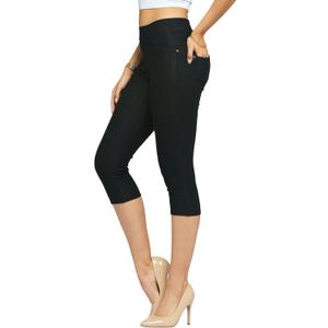 Conceited Jeggings for Women with Pockets - High Waist - Tummy Control Shaping - Regular and Plus Size (12-18, Black)