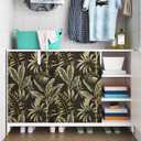 WESTICK Black Green Peel and Stick Wallpaper Floral Contact Paper for Walls Vintage Botanical Wallpaper for Bathroom Bedroom Living Room Accent Wall Removable Tropical Wallpapers Roll 17.5"x100"