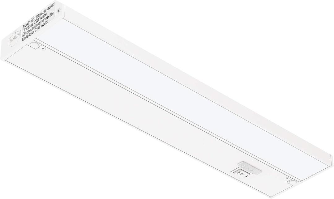 GETINLIGHT 18-inch 3 Color Levels LED Under Cabinet Lighting, Hardwired or Plugged-in, Selectable White 2700K/3000K/4000K, Dimmable, White Finished, IN-0210-2