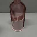 Makeup Brush Holder with Lid 360 Rotating Clear Dustproof Make Up Organizers for Vanity Bathroom Countertop, Pink