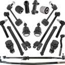 TRQ Front Steering & Suspension 18 Piece Kit with Control Arms Ball Joints Tie Rods Drag Link Compatible with 2007-2017 Jeep Wrangler JK 4 Wheel Drive