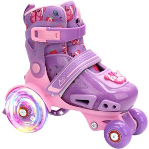 LKD Adjustable Kids Roller Skates for Boys Girls,Beginner Quad Skates,Indoor Outdoor Sports for Ages XS
