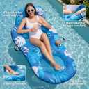 SLOOSH Premium Pool Floats Lounger for Adults - Inflatable Fabric Covered Float Recliner Pool Lounge Chair with Backrest & Cup Holders for Beach Lake Swimming Pool Water