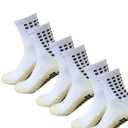 Yufree Pair of 3 Mens Grip Soccer Socks Non Slip Grippy Women Socks for Football Basketball Sports