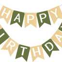 Brown Green Happy Birthday Banner Greenery Theme Party Supplies Garland Decorations Birthday Signs Nursery Hanging Decor 13pcs