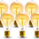 A19 Edison Light Bulb,E26 Incandescent Light Bulbs 60W Antique Vintage Bulb,2200K Dimmable Warm White 280 Lumens Amber Retro Decorative Old Fashioned Incandescent Bulb,Squirrel Cage 6 Pack