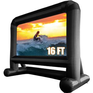 HuaKastro 16 FT Outdoor Inflatable Projector Screen One-Piece Design, Easy Setup Blow-Up Screen with Quiet Fan, Perfect for Backyard Movie Nights & Events (Stable Base)