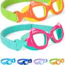 Seago 2 Pack Kids Swim Goggles with Fabric Strap for Kids 3-15, Cat-Shaped Swimming Goggles Anti-Fog UV Protection Leakproof