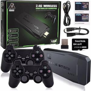 2.4G Wireless Controller Gamepad 4K TV Video Game Console 64 gb, black