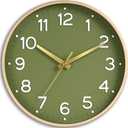 Wall Clock 14 Inch Silent Green Wall Clocks Battery Operated- Modern Non Ticking Analog Clock Decorative for Living Room Bedroom Office Kitchen (Gold)