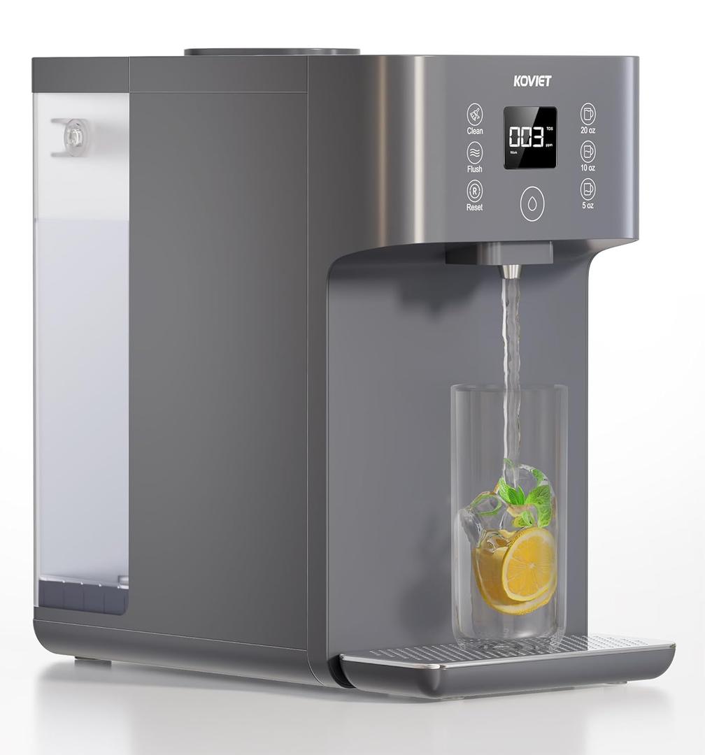 Countertop Reverse Osmosis Water Filter, 4:1 Pure to Drain, 8 Stage RO Filtration System, Portable Water Purifier, No Installation Required, Silver Gray