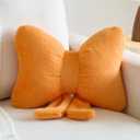 Xuyier Bow Pillows, Bow Shaped Decorative Throw Pillows for Couch Bed, Aesthetic Cute Home Decor Accent Pillows (Orange, Small-12 Inches)