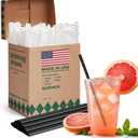 Glotoch Express 500 PCS Individually Wrapped Black Plastic Straws, 10.25'' Long, 0.24'' Diameter Disposable Drinking Straws for Every Occasion, Party, Made in USA