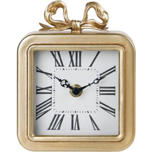 NIKKY HOME Gold Table Clocks, Table Clock Decor with Bow Metal Desk Clock Vintage Desk Clocks Silent Non-Ticking Battery Operated Decorative Shelf Clock for Living Room Bedroom