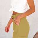 Womens Relaxed Fit Casual High Waist Pocketed Denim Shorts (Yellow)
