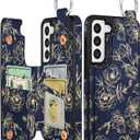 Shorogyt for Samsung S21 FE Wallet Case with Card Holder - Cute Designer Rose Pattern Kickstand Magnetic Clasp Back Flip Folio Leather Phone Cases for Women Men Girls for Galaxy S21 FE