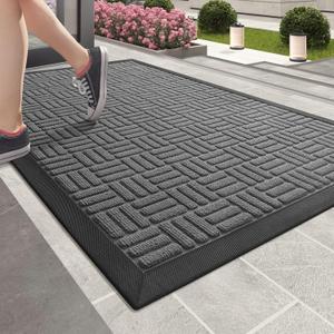 Color&Geometry Extra Large Front Door Mat Outdoor Doormat for Home Entrance Outside Entry Exterior Floor Heavy Duty Non-Slip Welcome Matt for Patio Waterproof - 47"x72" Grey (3'11" x 6' (Rectangular))