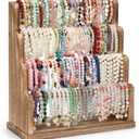 Emfogo Bracelet Holder, 4 Tier Bracelet Organizer Storage for Bracelets Bangles Watch Scrunchies, Rustic Wood Jewelry Organizer Display for Home, Vendors, Craft Shows and Store(Rustic Brown)